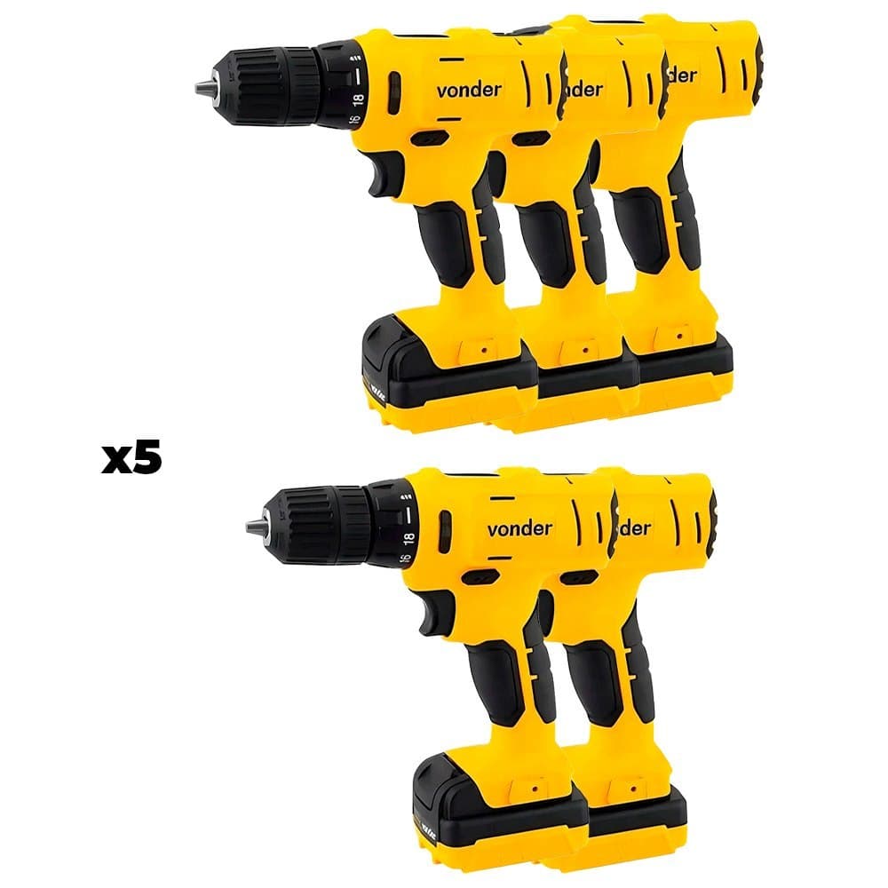 Kit 5 Parafusadeira E Furadeira 12V PFV120 Bivolt Vonder