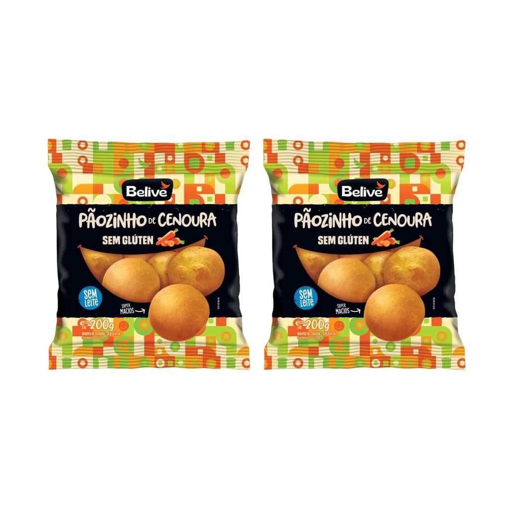 Kit Pãozinho De Cenoura Sem Glúten Sem Lactose - Belive 2 Unidades 200g