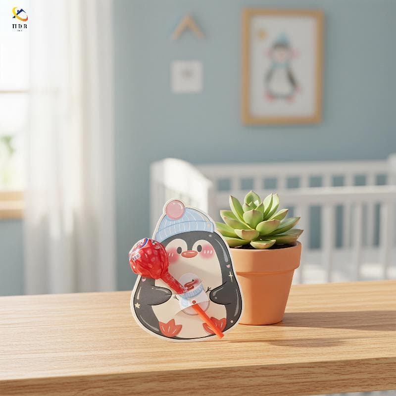 [Hdr] Cartões De Pirulito Com Tema De Urso De Desenho Animado 5 Folhas De Papel Estampado De Coração Para Decorações De