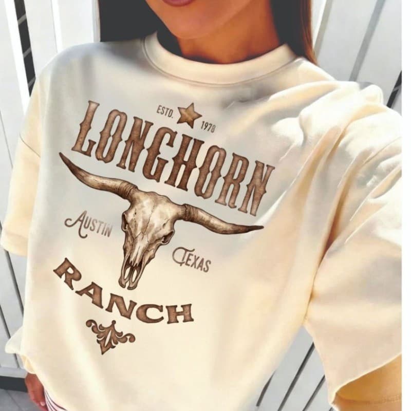 Camiseta feminina estilosa camiseta country agro ranch texas Rodeio Camisa Algodão