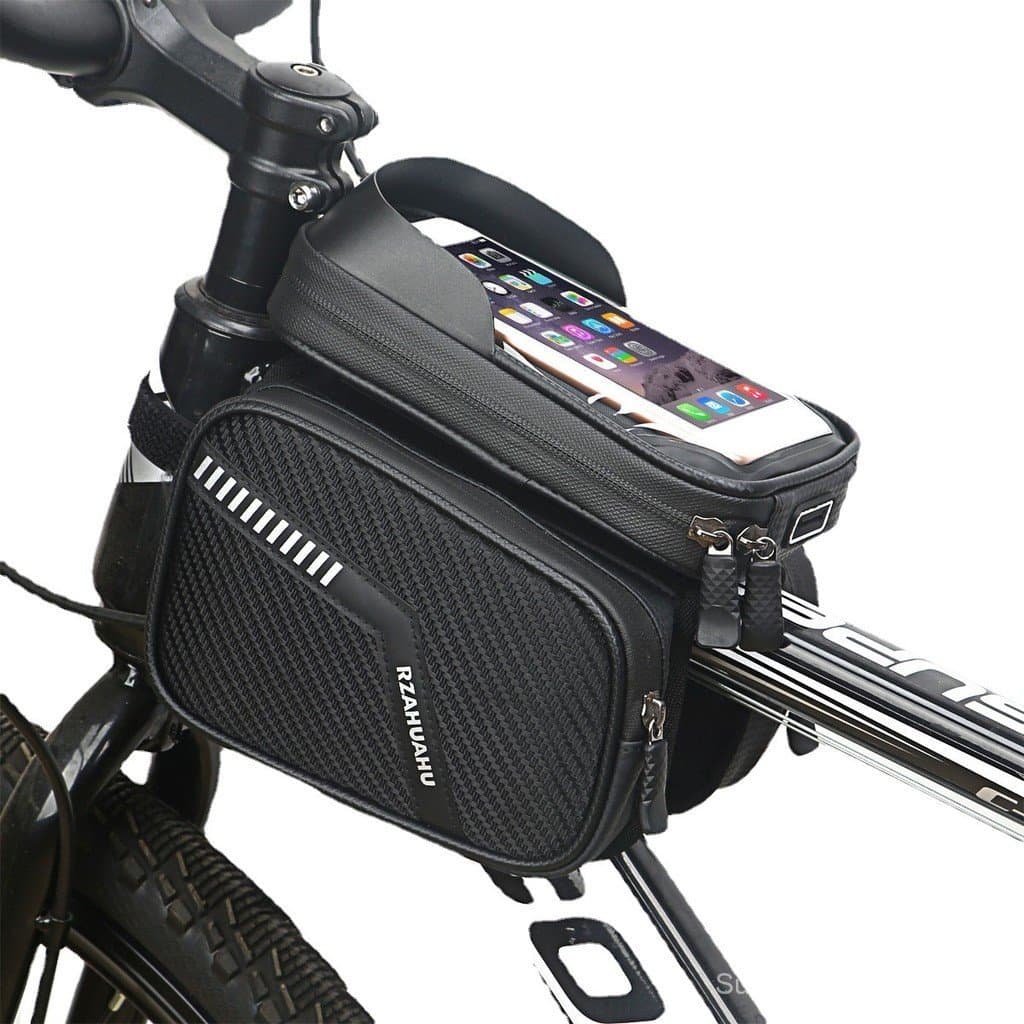 TEST-Bolsa frontal para bicicleta, bolsa frontal para celular de mountain bike, bolsa suspensa para armazenamento no sel