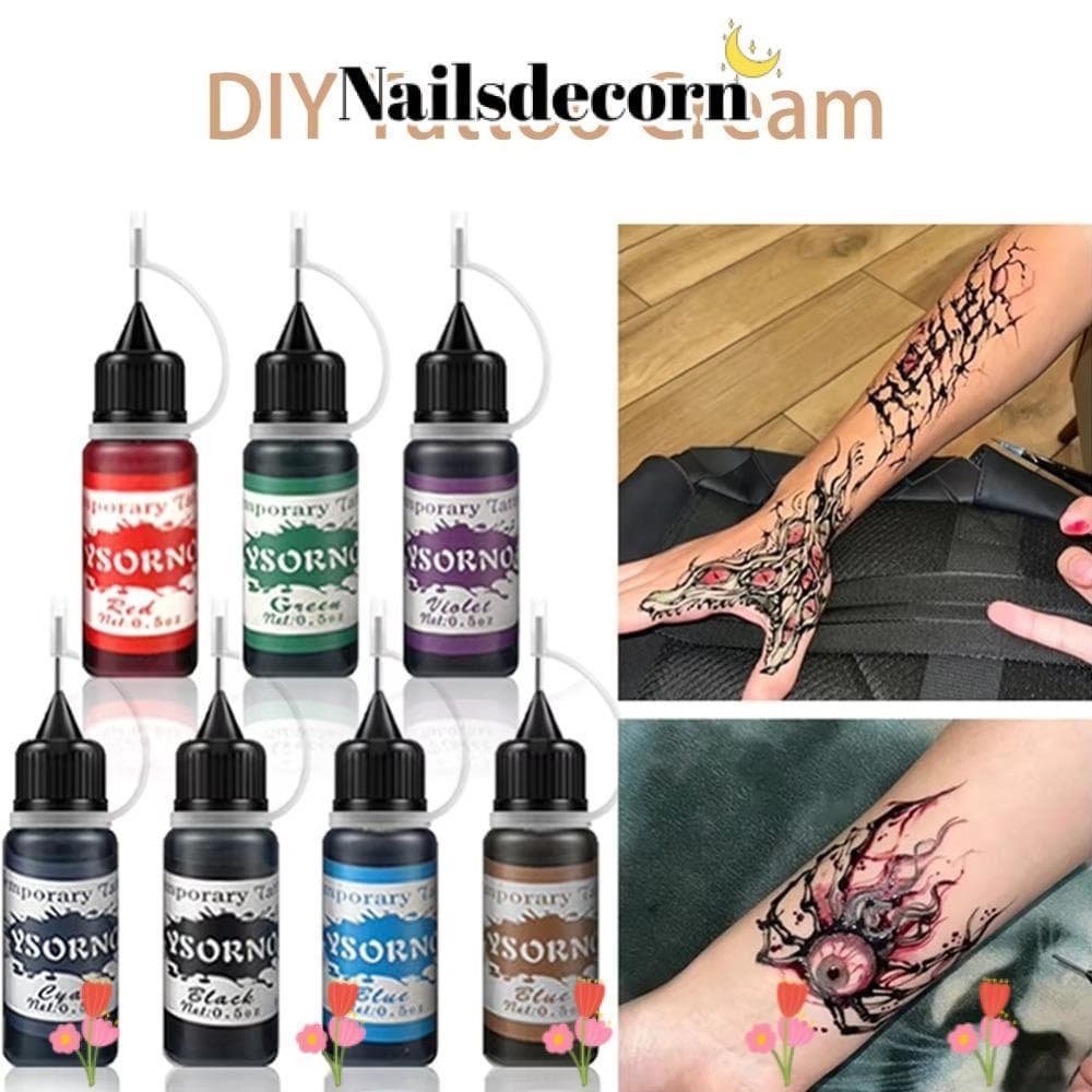 Tinta De Tatuagens Temporárias Para Unhas , Brilhante Arte Corporal 10ml Tintas Comuns Falsas Semipermanentes , Faça Voc