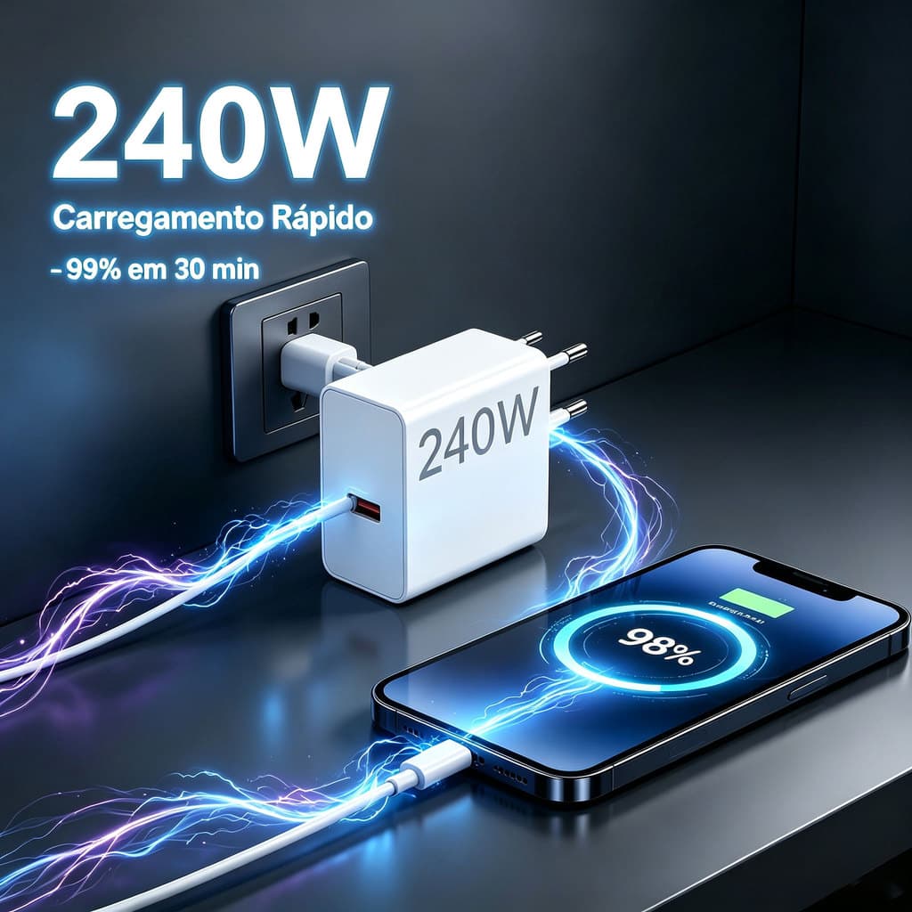 Carregador Super Turbo 240W Xiaomi Redmi Android Charger , Adaptador De Carregamento Rápido Anti-superaquecimento