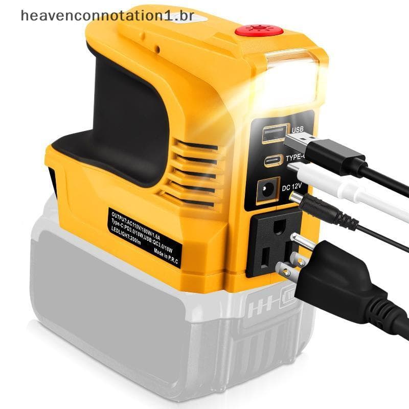 heav 180W Inversor De Energia DC 18V 21V Para AC 220V USB Tipo-C Adaptador Ferramentas BR