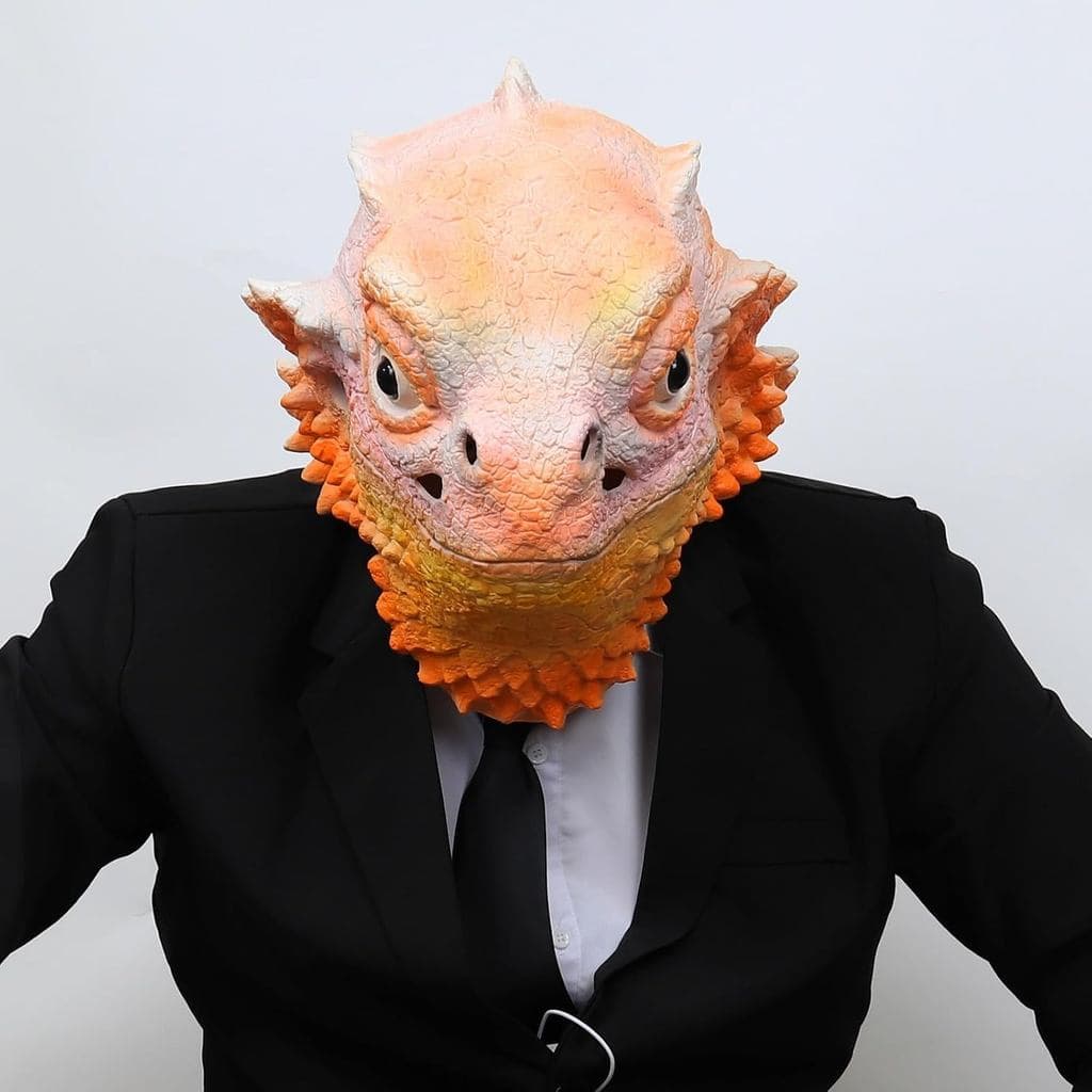Máscara de Lagarto para Adultos - Máscara de Látex Realista de Réptil, Amarelo Areia - para Cosplay de Halloween e Acess