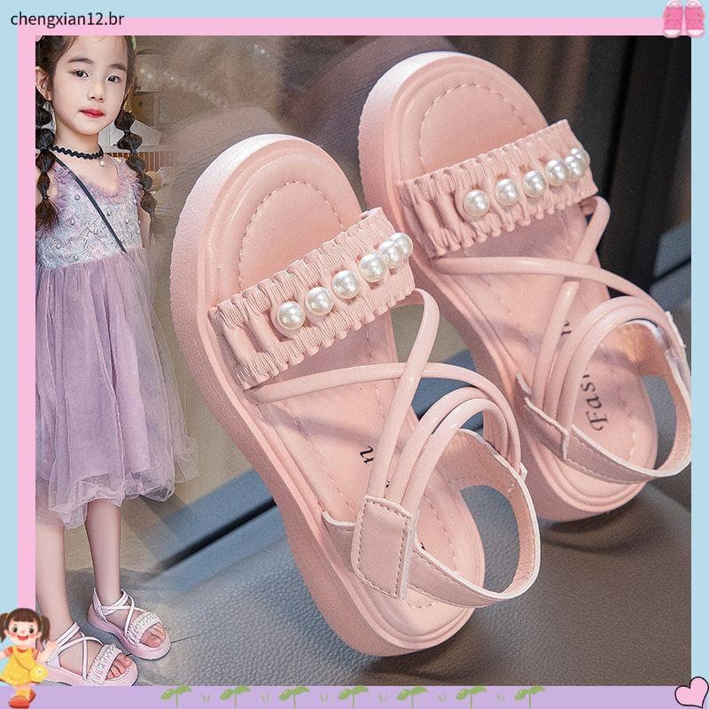 Meninas sandálias 2024 verão novo estilo sapatos infantis meninas sapatos de praia de sola macia médio grande crianças s