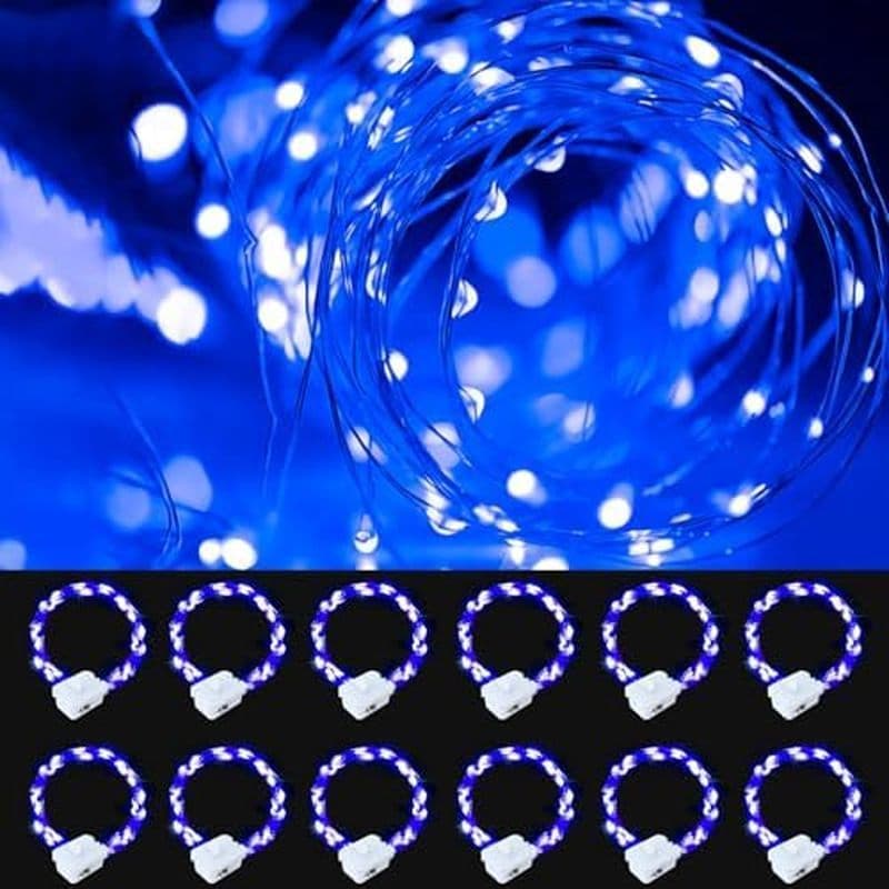 Pacote Com 12 Luzes De Fadas Operadas Por Bateria , Mini Corda Led De 7 Pés E 20 Cintilantes De Fio De Cobre Para Festas