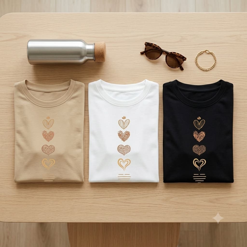 Camiseta Coração Boho Camisa feminina elegante t shirt manga curta