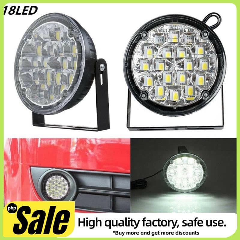 2 Unidades DC 12V 18 LED DRL Lâmpada Redonda De Neblina Para Carro Luz Diurna Branca