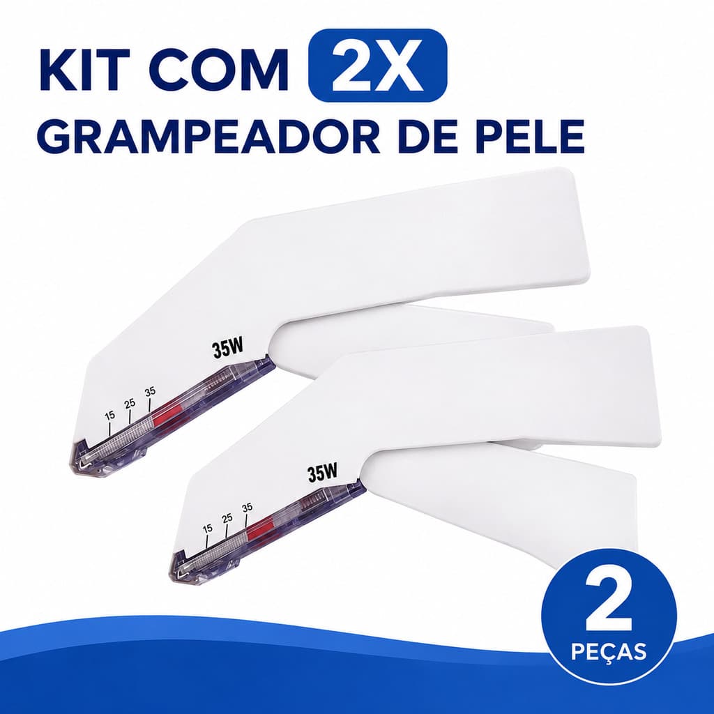 Kit 2x Grampeador de Pele Aço Inox Para Treino Médico e Prática de Sutura