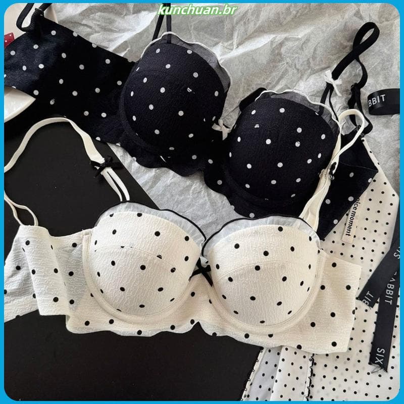 Francês puro desejo doce estilo bolinhas roupa interior feminina seios pequenos reunidos para olhar grandes seios de pês