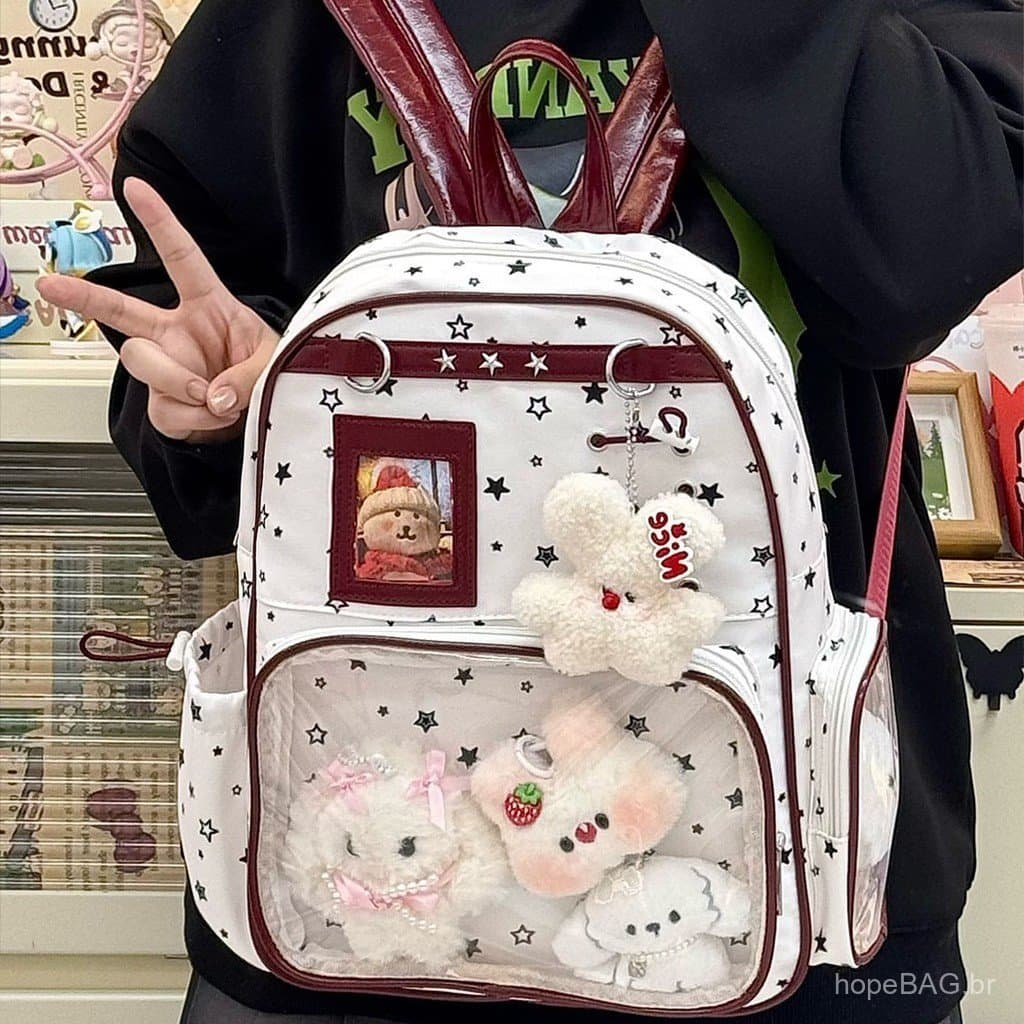 Mochila com tema de anime para estudantes femininas, mochila transparente estilo japonês, ita-bag, bolsa para bonecas, m