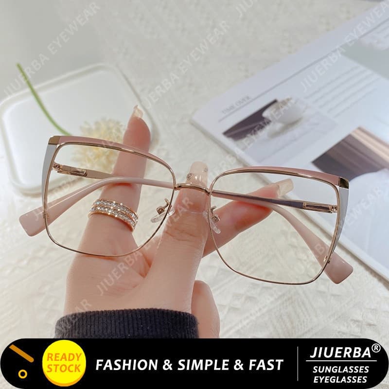 (JIUERBA) Moldura Quadrada Metálica De Tamanho Grande Óculos Retrovisores Novo Design De Moda De Proteção Contra Radiaçã