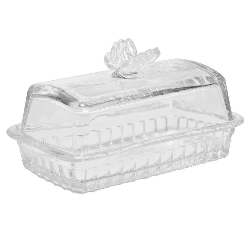 Manteigueira De Vidro Com Tampa Butterfly 17x10,5x10 cm