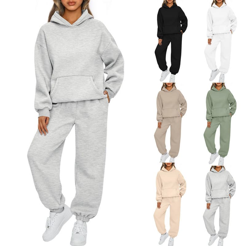 Novo conjunto esportivo casual de 2 peças para homens e mulheres, estilo europeu e americano, para outono e inverno, com