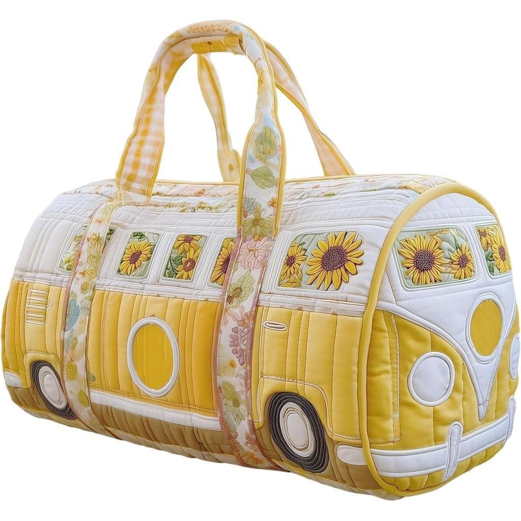 Bolsa de Viagem Acolchoada HippieJourney, Estilo Vintage Floral, Bolsa de Viagem Hippie Van, Bolsa de Viagem Boho Retro,