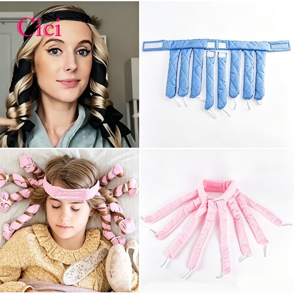 [Cici] Polvo Sem Calor Modeladores De Cabelo Bandana Cachos De Seda Fita Mulheres Crianças Rolos Dormir Macio