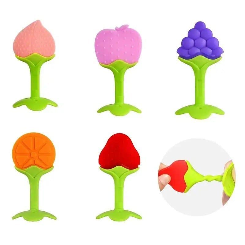 Mordedor para Bebê em Forma de Fruta, 1 Unidade, Brinquedo Sensorial de Silicone para Alívio da Dentição, Brinquedo de B