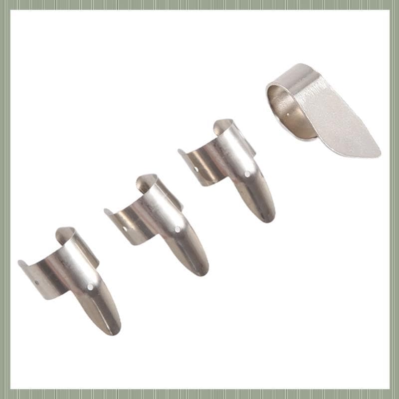 (Ufgt) 3 Palhetas De Metal + 1 Conjunto De Polegar Para Guitarra Dobro Banjo , etc .