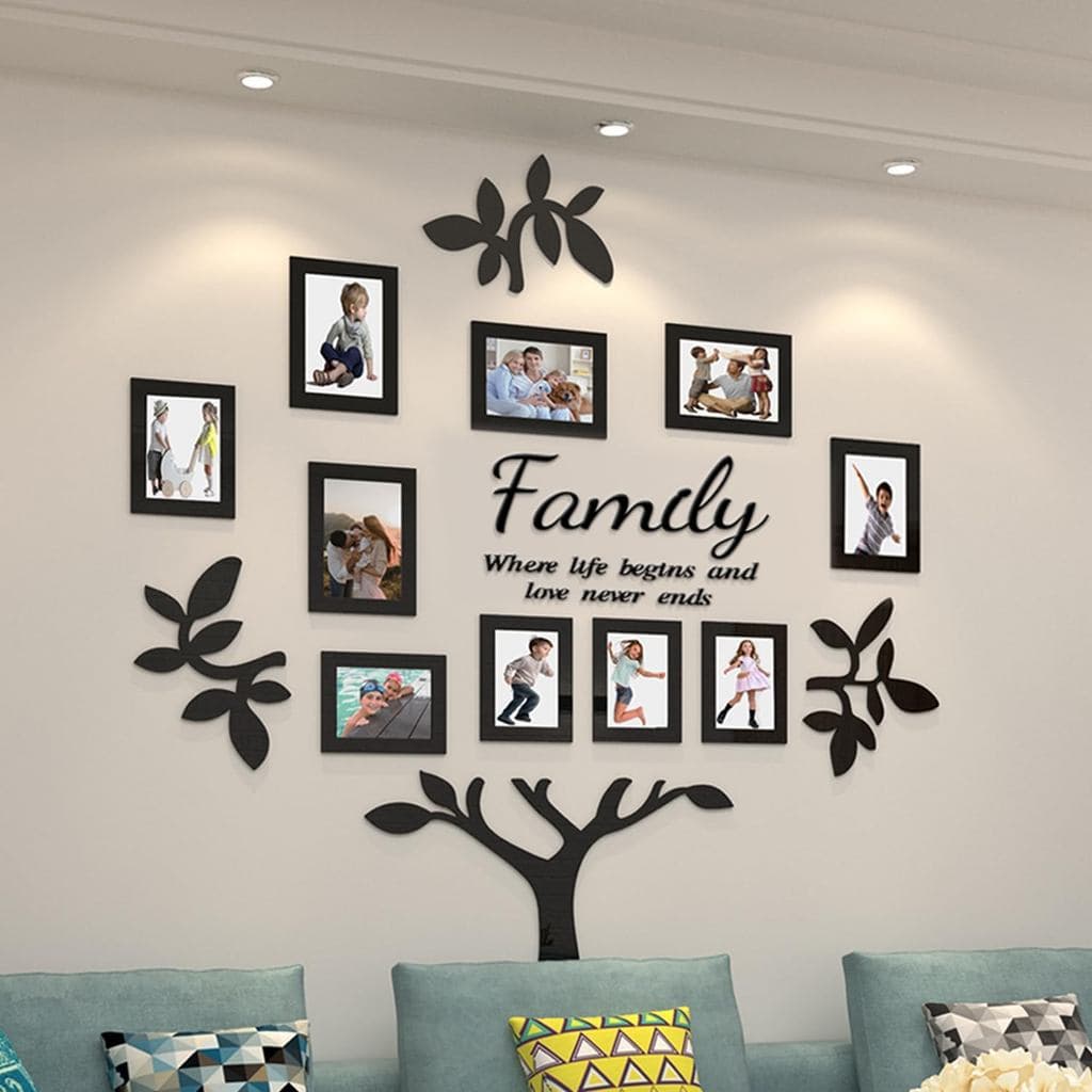 Molduras para colagem de árvore genealógica para parede - Molduras de acrílico 3D com adesivos DIY para decoração de par
