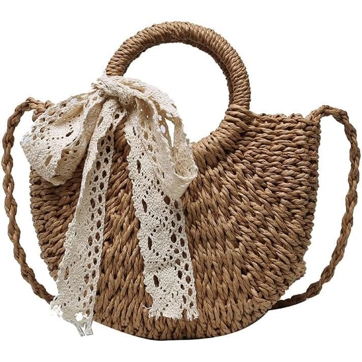 Bolsa de palha de verão 2026 para praia, bolsa de ombro transversal para mulheres, bolsa de mão com alça superior, bolsa