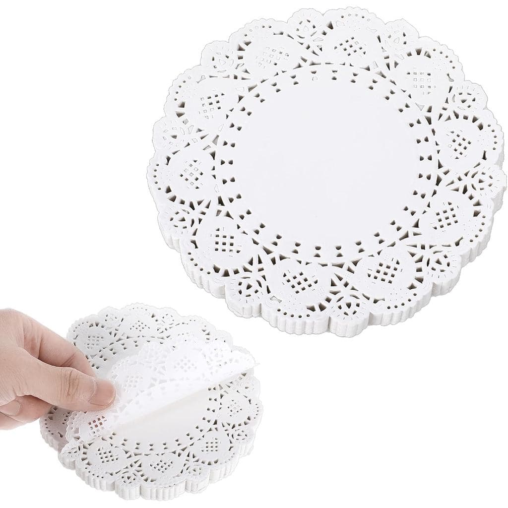 Doilies de Papel Brancos Redondos de 5,5 Polegadas, 100 Peças, para Alimentos, Bolos, Sobremesas, Bandejas, Artesanato,