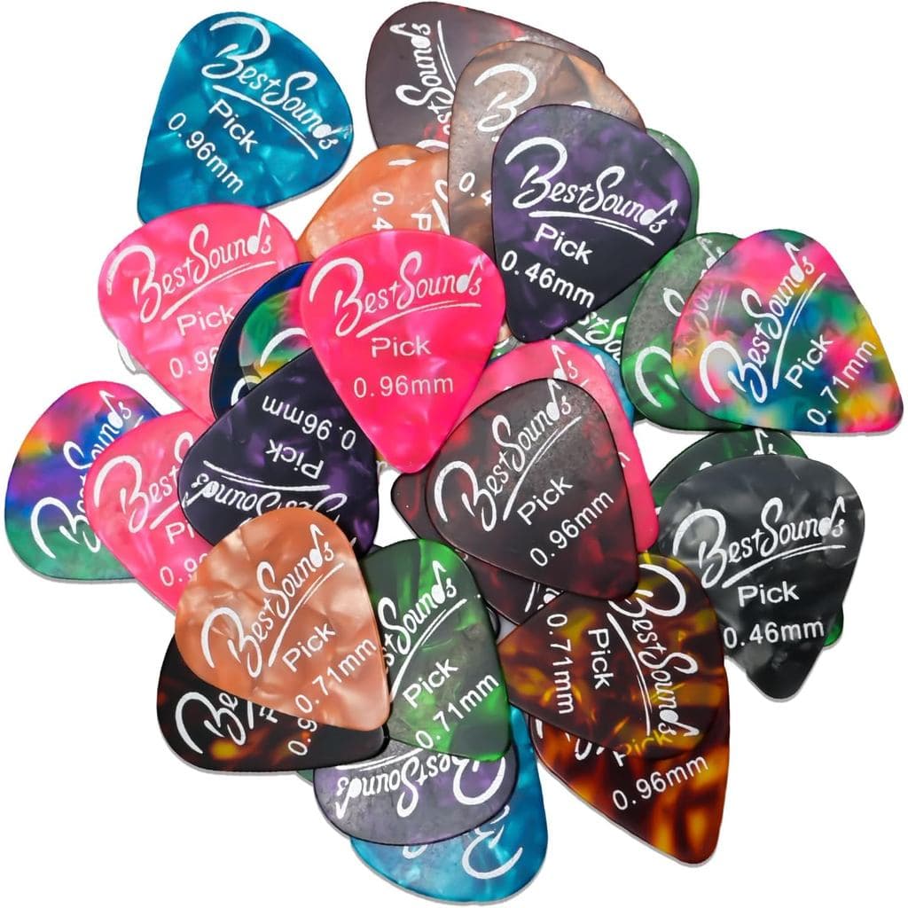 48 Palhetas de Guitarra, [Fina/Média/Pesada] Pacote Variado de Palhetas de Celuloide Peroladas para Guitarras Acústicas,
