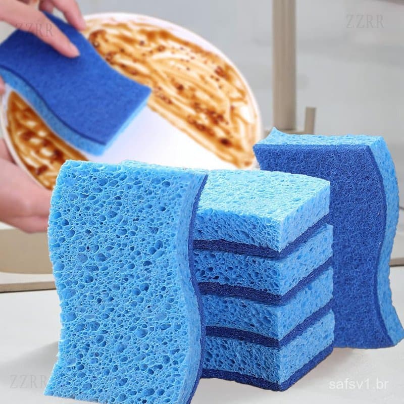 Pacote com 6 Esponjas de Cozinha Anti-riscos – Esponjas Duráveis para Pratos, Panelas e Frigideiras, Perfeitas para Limp