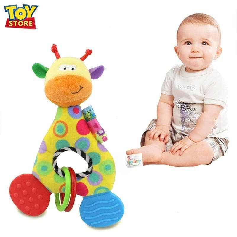 Bebê Chocalhos Macio Pelúcia Mordedor Brinquedos Entregando Sino Girafa Infantil Algodão Chocalho Boneca Brinquedo