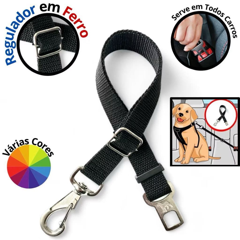 Cinto de Segurança para Animais de Estimação Ajustável, Proteção para Viagem com Pets, Cachorro e Gato