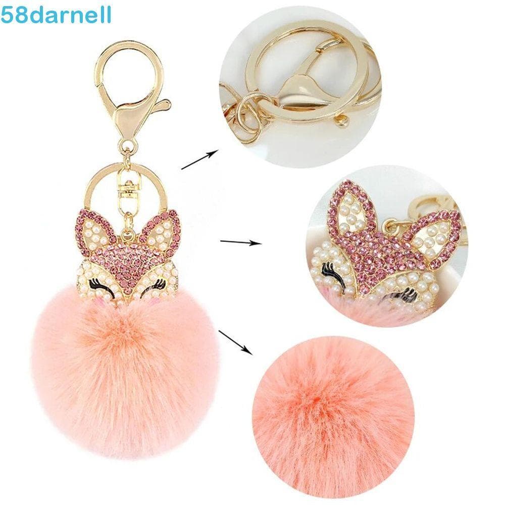 Chaveiro De Pele DARNELL Animal Lovely Pompom Ball Pingente De Bola Pérola Jóias