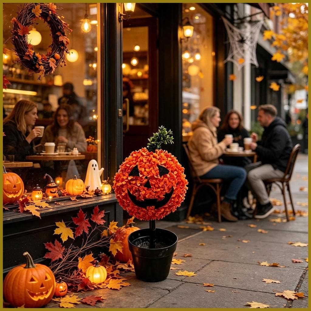 Árvore De Abóbora Ao Ar Livre Varanda 27.5in Assustador Quintal Planta Ornamento Com Estaca Artificial Halloween Vaso Pa