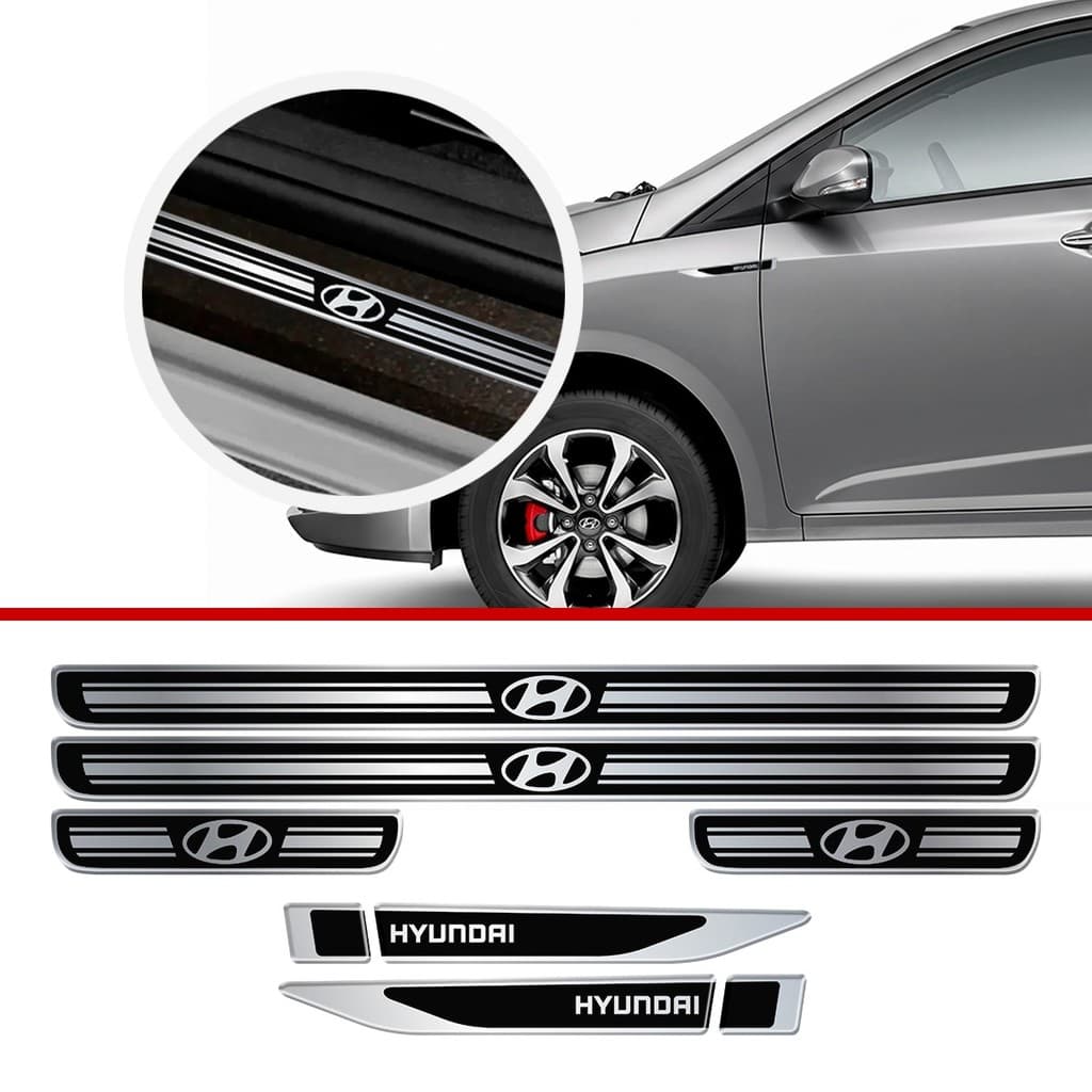Kit Soleira Resinada Cromada Hyundai 6 Peças para Carro