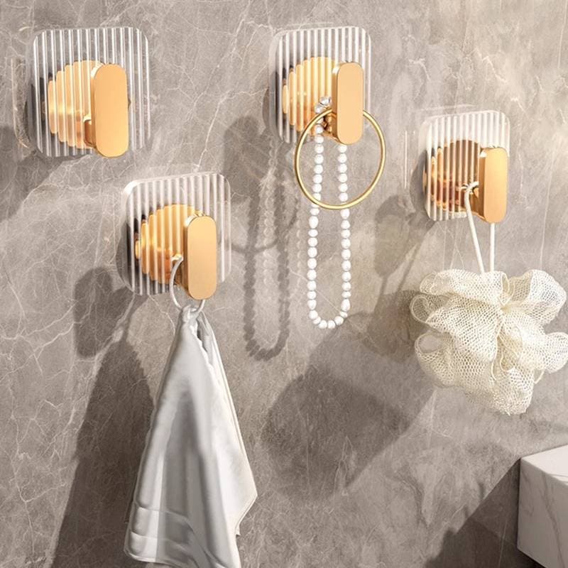 TSBR 1/4 Pçs Ganchos De Parede Autoadesivos Acrílico Banheiro Para Pendurar À Prova Dwaterproof Água Luxo Adesivo Gancho