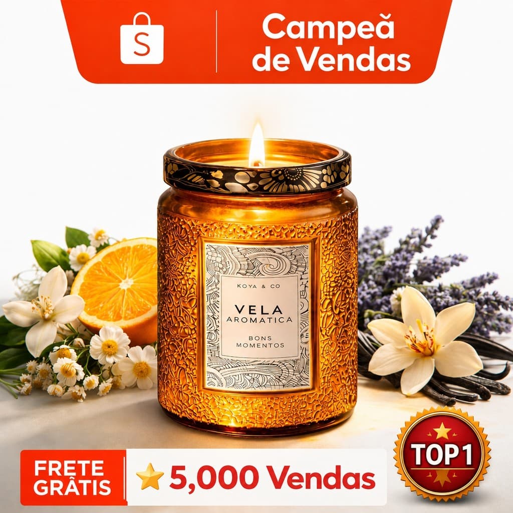 Vela Aromática Perfumada Pote de Vidro Decorado Tampa Luxo Aromaterapia Decoração Casa
