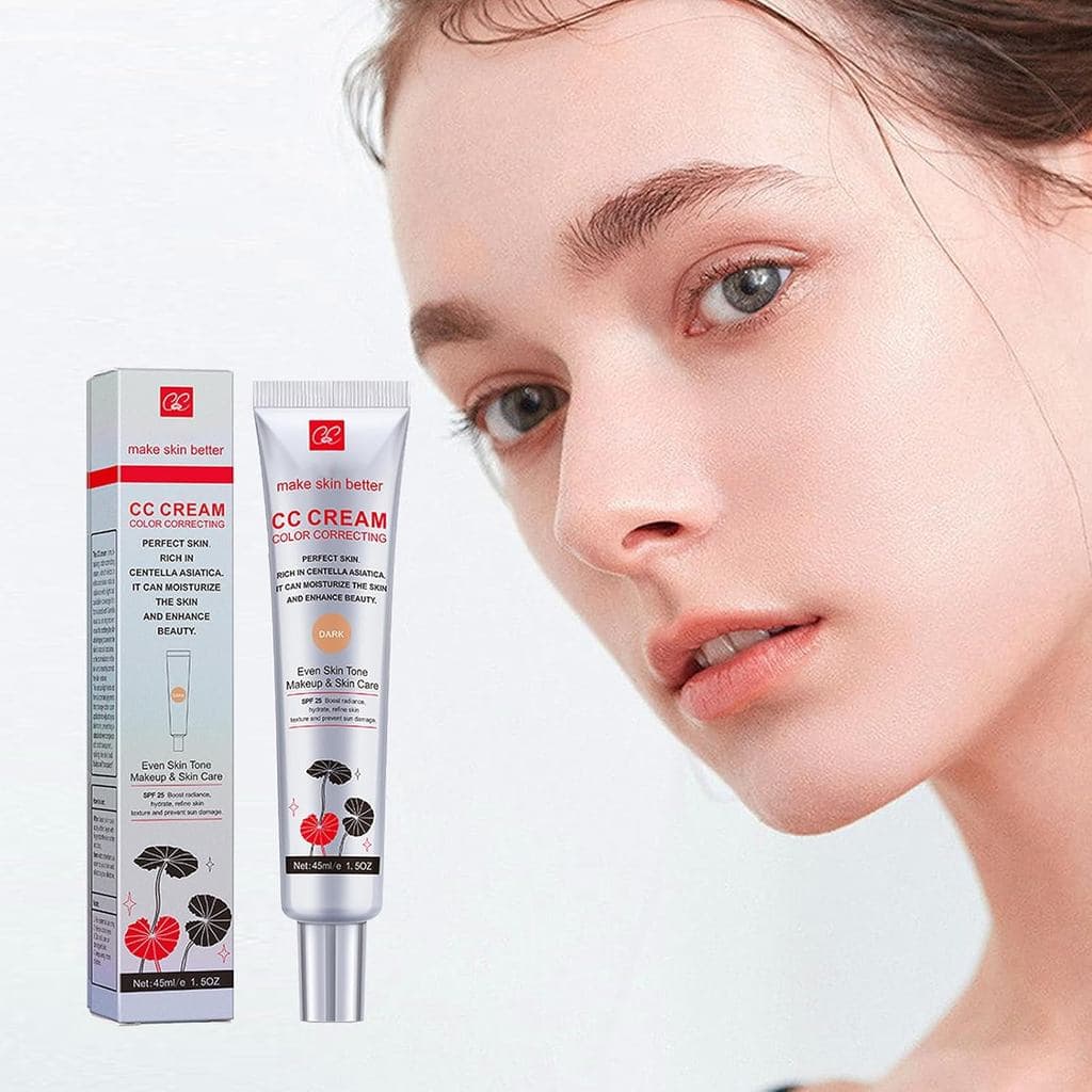 CC cream de cor clara para corrigir imperfeições antes da maquiagem, maquiagem iluminadora de alta definição e cuidados