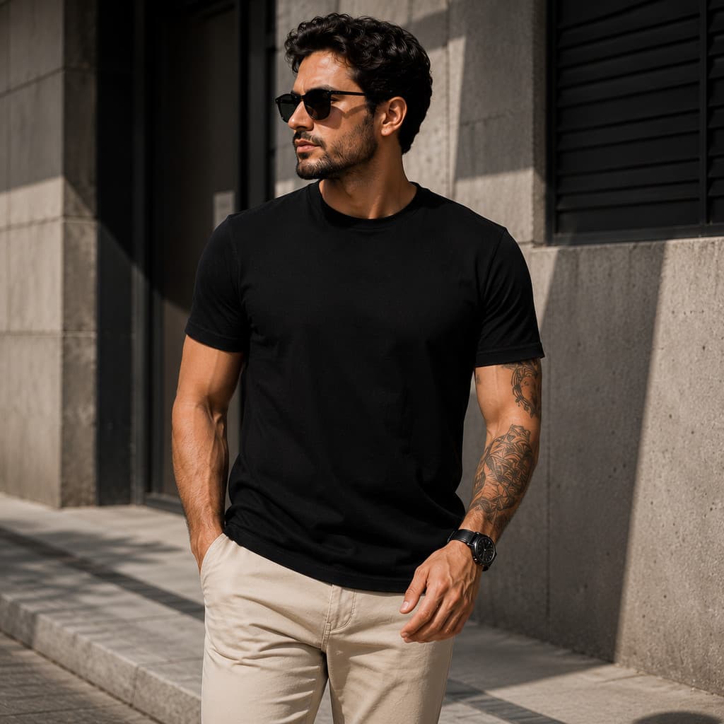 Camiseta Masculina Lisa 100% Algodão Gola Reforçada Acabamento Premium Casual Básica