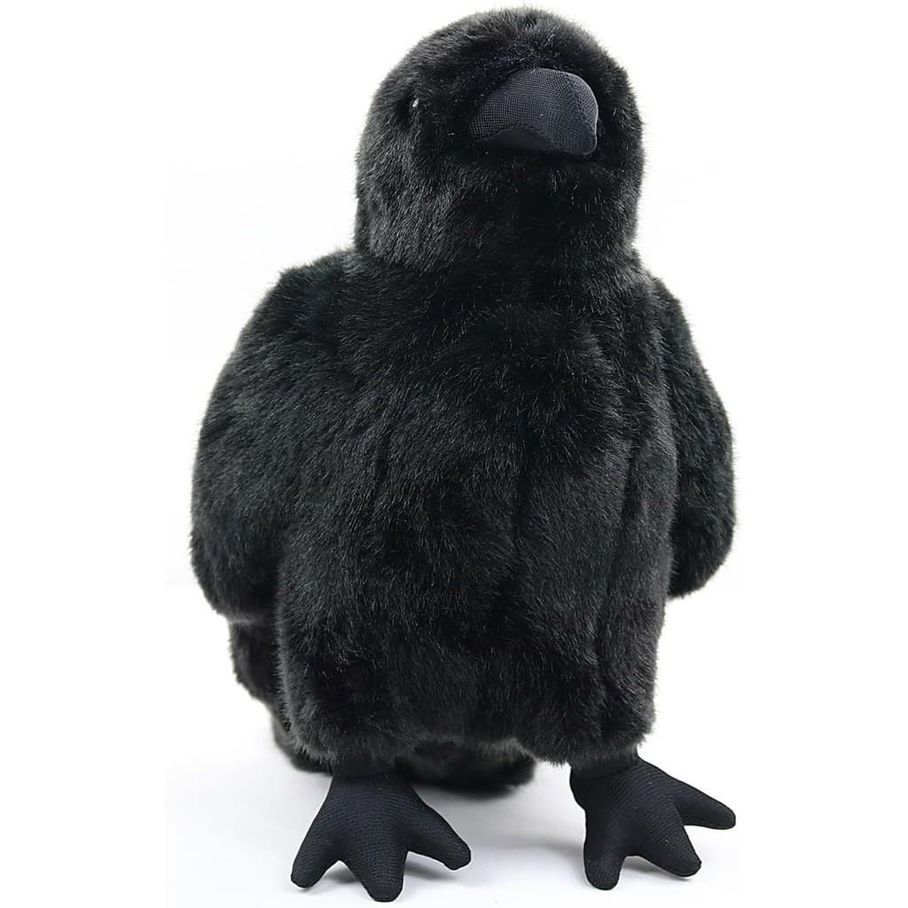 Grande Corvo de Pelúcia Realista de 9,44 Polegadas, Almofada de Animal Preta, Brinquedo Macio, Boneco de Corvo, Adequado