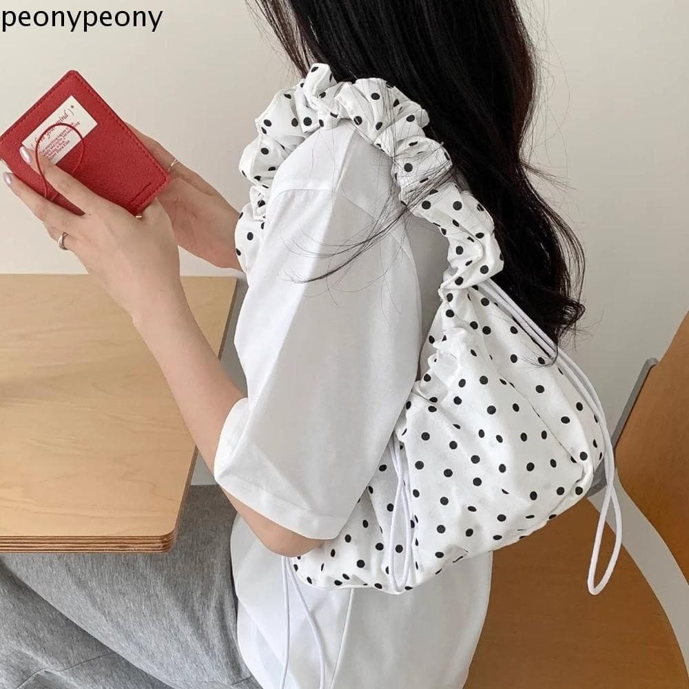 Bolsa PEONY Nas Axilas , De Ombro Ultraleve Com Cordão De Bolinhas Crossbody Zíper De Nylon De Grande Capacidade