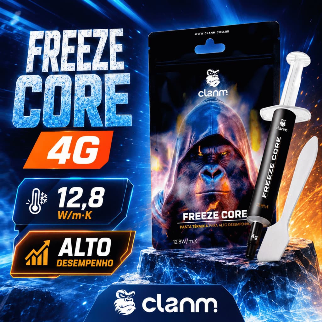 Pasta Térmica CLANM Freeze Core 4g para melhorar a troca de calor e manter o computador estável