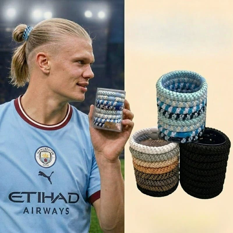 Conjunto de faixas de cabelo portáteis Haaland com cordas, conjunto completo de cordas de cabelo trançadas, mesmo estilo