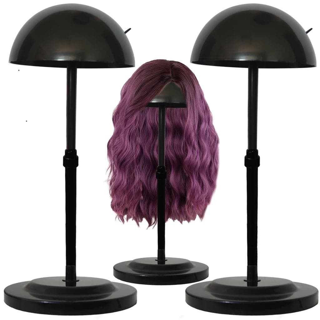 Suporte para Perucas 2 Peças Preto, Altura Ajustável, Suporte de Plástico para Cabeça de Peruca, Suporte Portátil para P