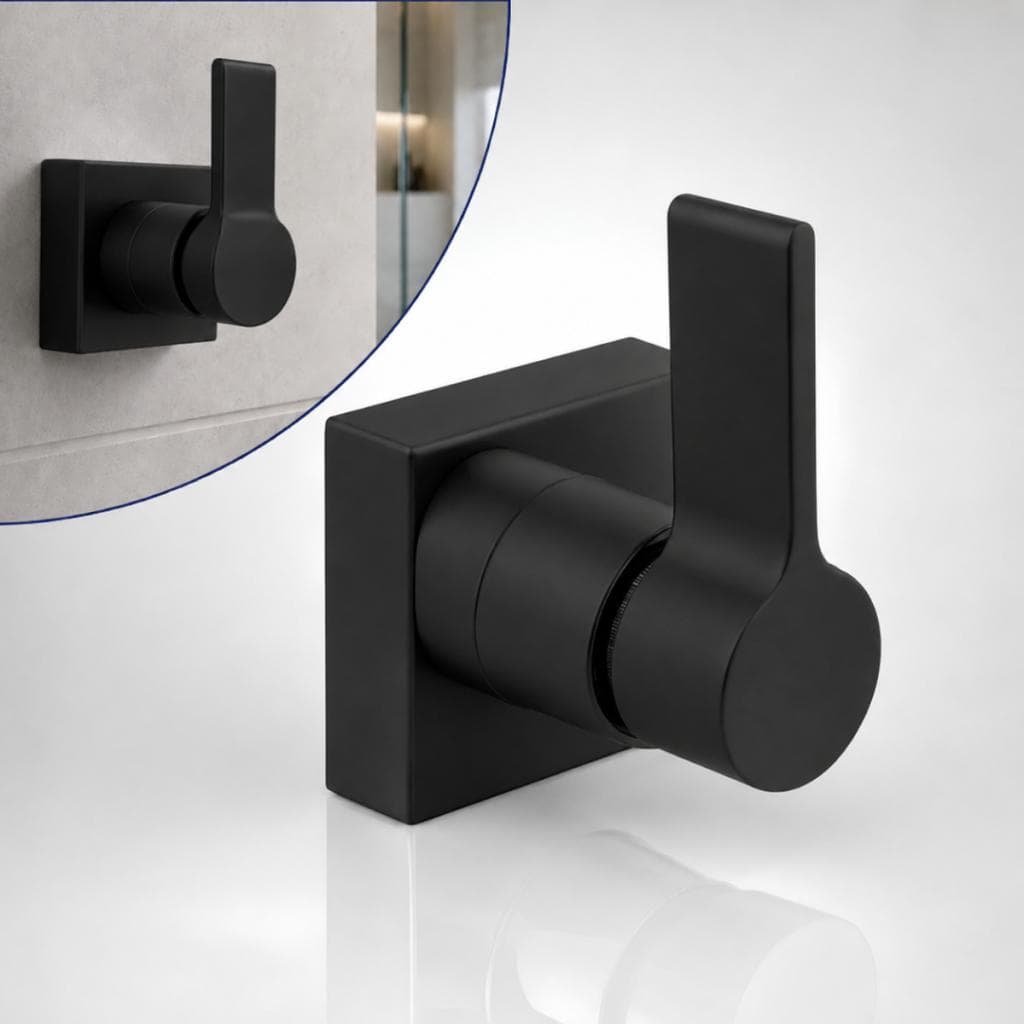 Acabamento Para Registros de Chuveiro Alavanca Preto Fosco Misto Padrão Deca Metal Base Anti Choque