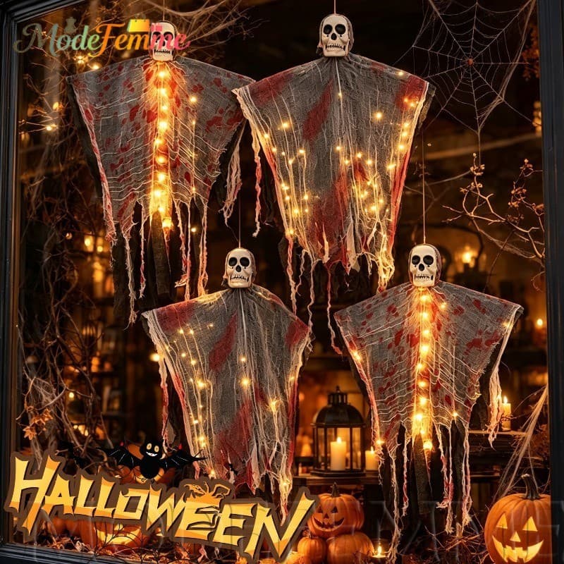 [À Venda] [Decoração De Halloween] Pingente De Caveira Manchado De Sangue-Ornamento De Suspensão Assustador-Quintal De F