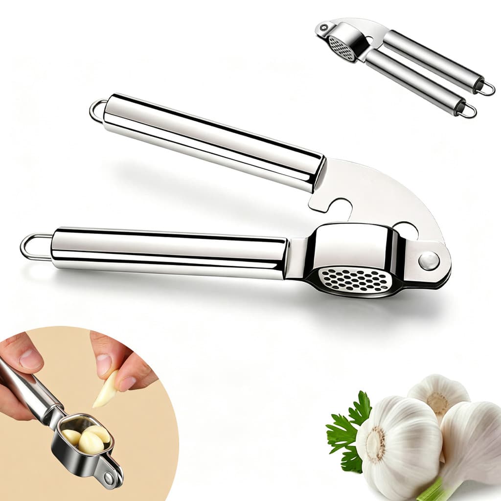 Espremedor de Alho Resistente Aço Inox 410 Galvanizado Amassador Triturador Moedor Manual para Preparos Culinários