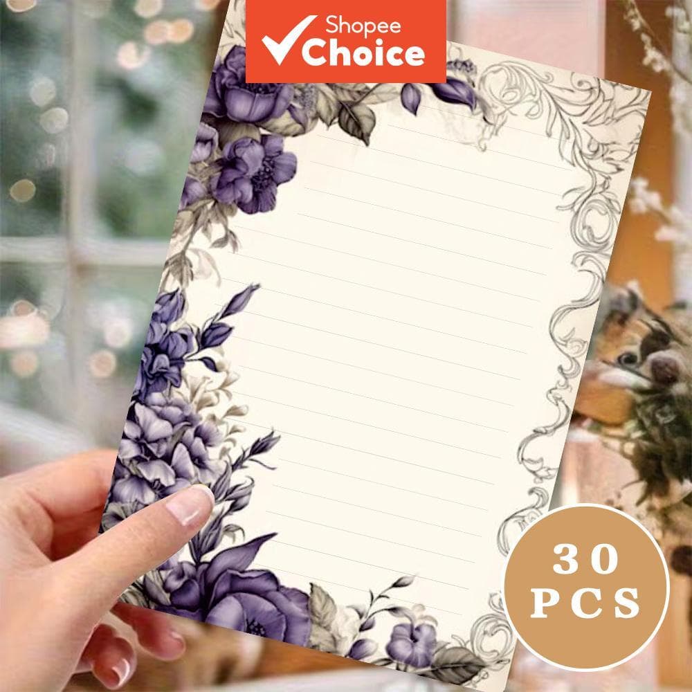 30 folhas, B5, padrão floral roxo vintage, papel para escrever, caderno, anotações. Blocos de notas adesivas, bloco de