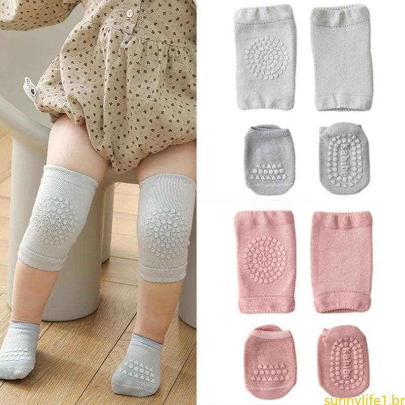 sun 1 Conjunto Joelheiras Para Bebês E Meias Antiderrapantes Proteção Contra Engatinhar Chão
