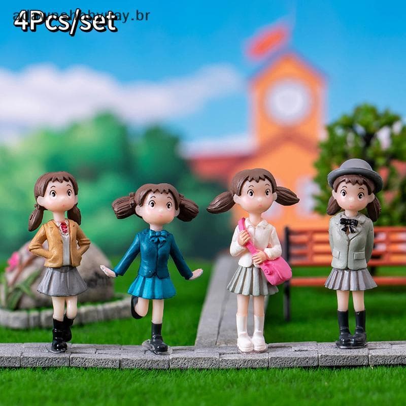 Adawnshubiuay 4 Peças Estatuetas De Meninas De Desenho Animado Em Miniatura Enfeites De Jardim De Fadas Micro Paisagem A