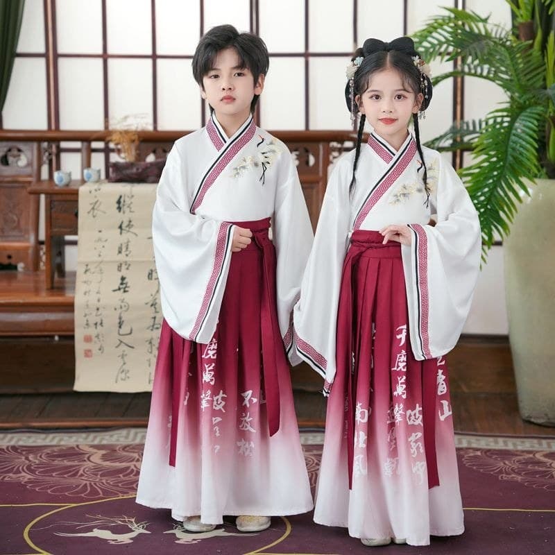 Traje infantil Hanfu Meninas Escola Chinesa Meninos Traje de Desempenho de Estudante Livro Clássico de Três Personagens