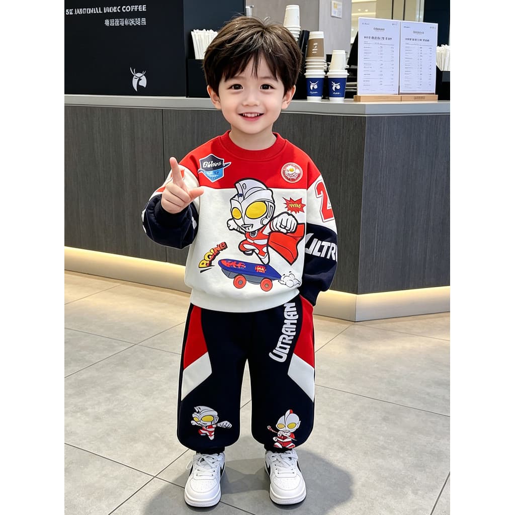 Ultraman roupas infantis menino roupas de outono 2026 novo estilo terno de outono infantil bebê versão coreana Puffian b